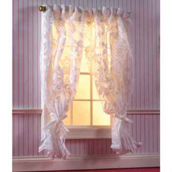 Off-White Lace Curtains on Rail