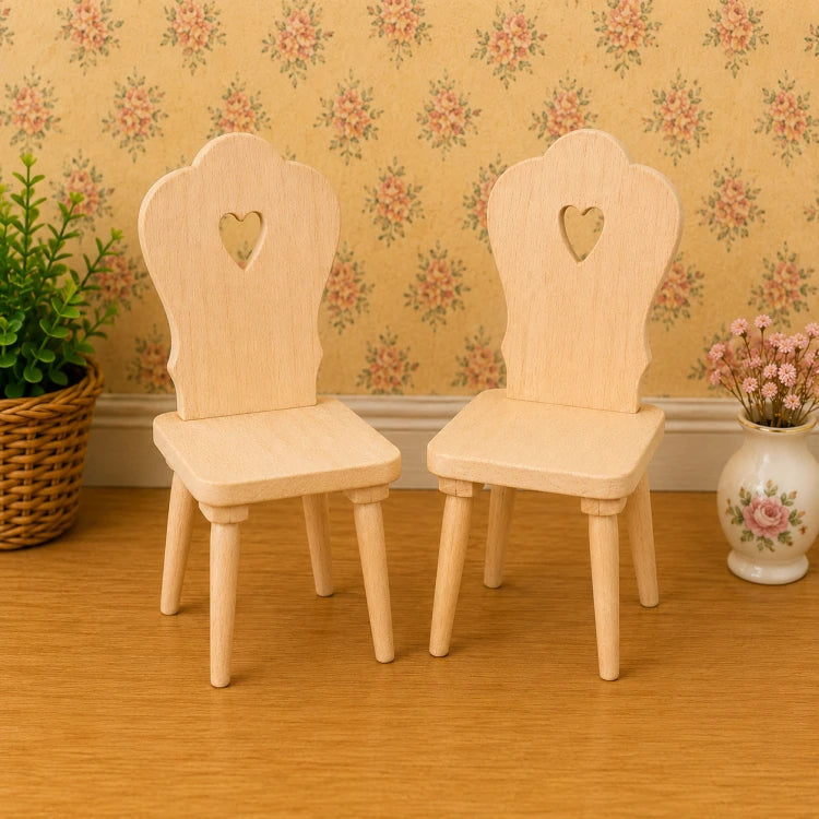 Stoel, hartje, blank hout, per 2 st.