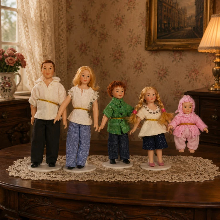Moderne familie in jeans 5 stuks