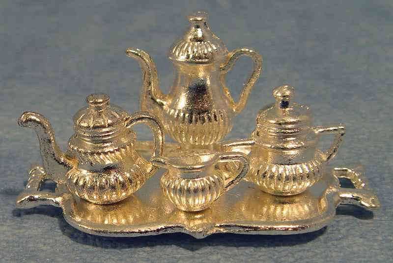 Dienblad met servies, zilver