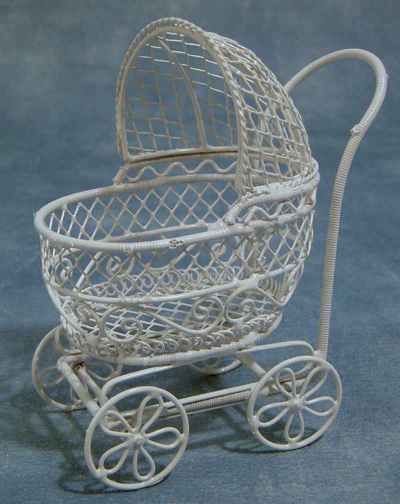 Kinderwagen, wit metaal