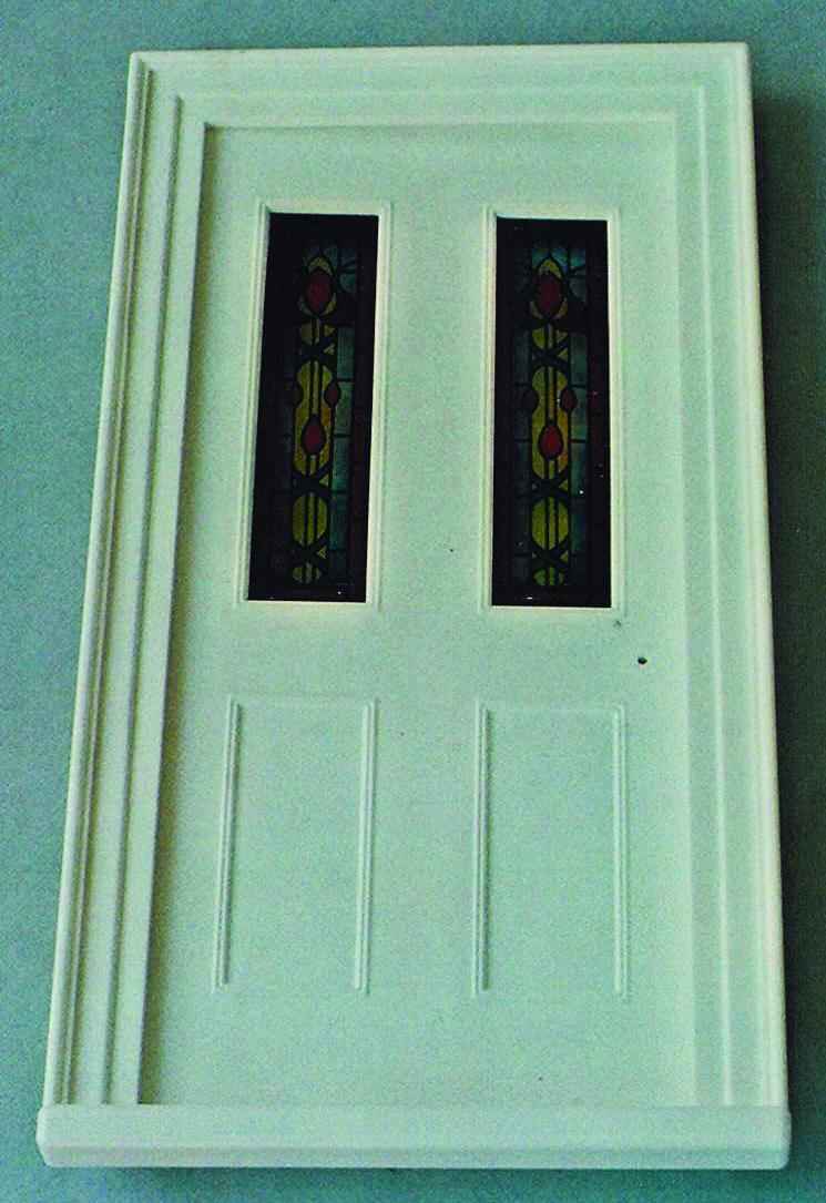 Victoriaans buitendeur met 2 ruiten glas in lood