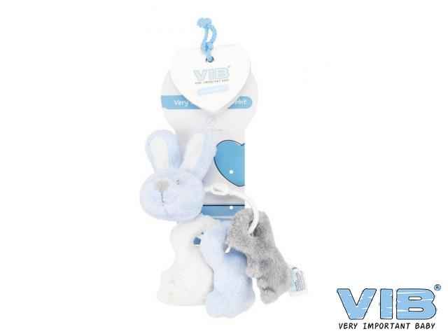 Pluche Sleutelbos Konijn met Muziek, Kraak en Piep Very Important Rabbit Blauw