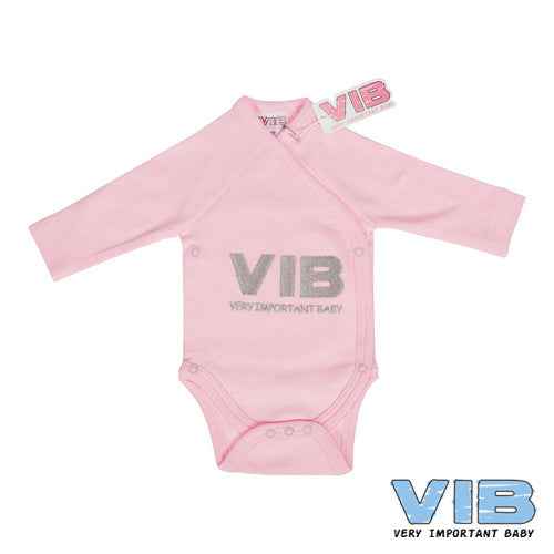 Overslag Romper 'V.I.B. Very Important Baby'Roze+Roze