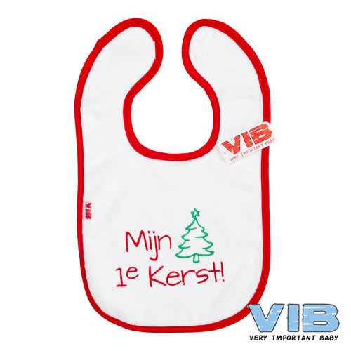 Slabber 'Mijn 1e Kerst (met kerstboom)' Wit+Rood