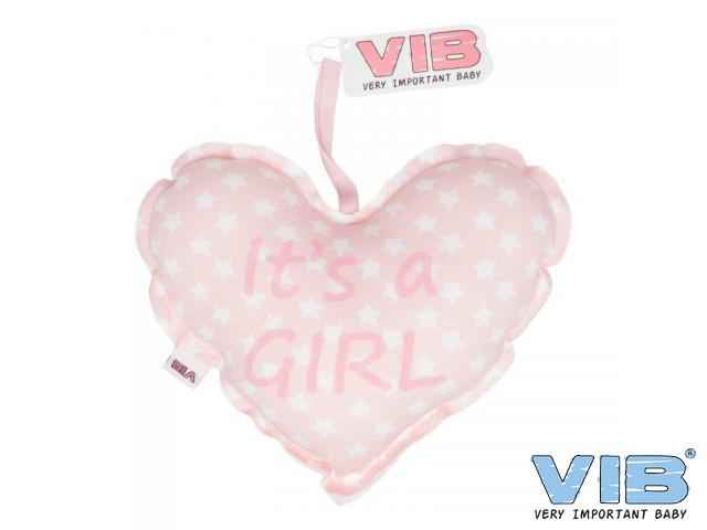 Kussentje hart it's a girl roze