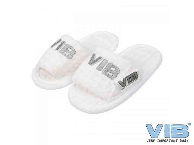 Baby Slipper 'VIB' Wafel Wit+Zilver