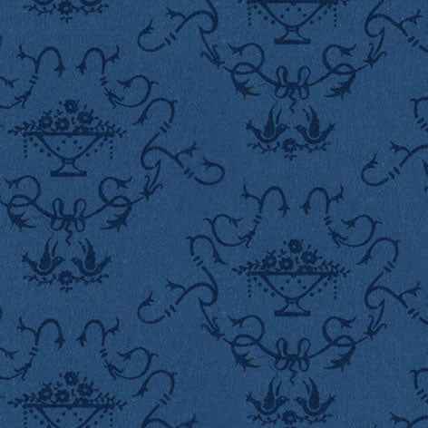 Poppenhuis behang, blauw