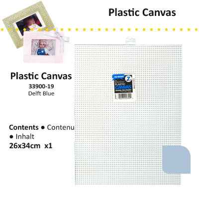 Plastic stramien 26 x 34 cm Delfts blauw, 7 mesh