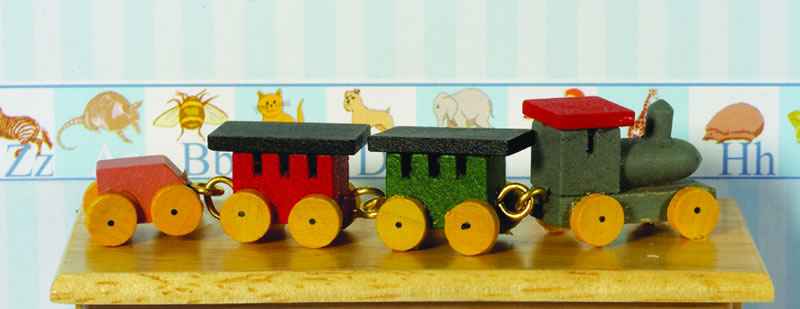 Houten trein met wagentjes