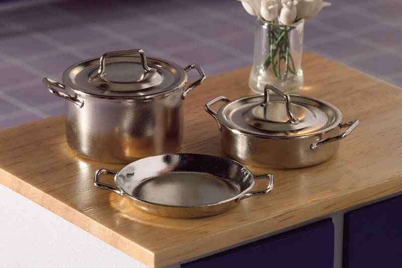 Pannenset, chrome, 5 stuks