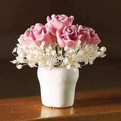 roze boeket in vaas