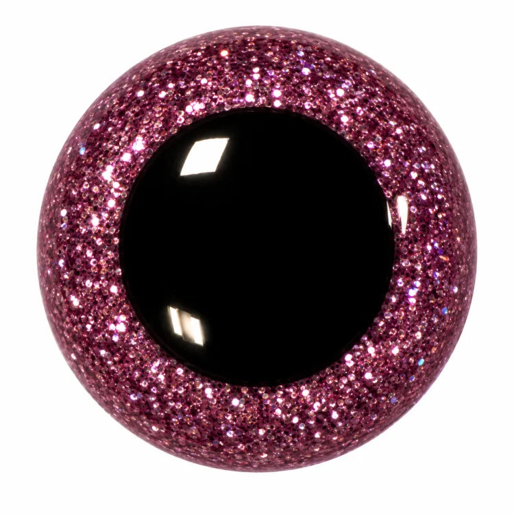 Oud Roze Glitter Berenogen van Kunststof per 2 Stuks