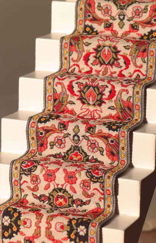 Traploper,  rood met creme,  5 x 50 cm (b x l)