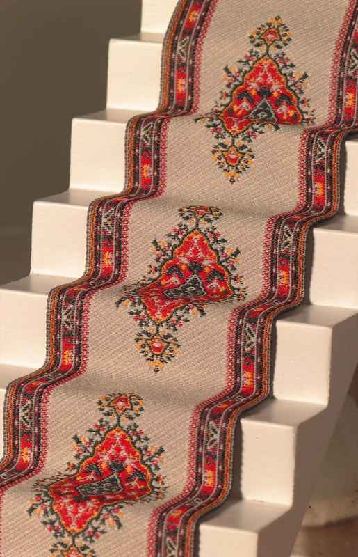 Traploper,  rood met creme,  5 x 50 cm (b x l)