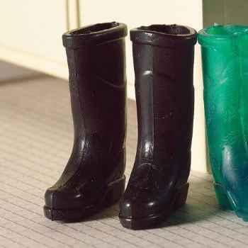 paar zwarte rubberlaarzen