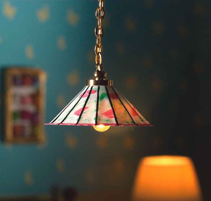 hanglamp roze met groen
