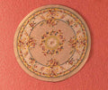 Vloerkleed rond, creme met zacht roze