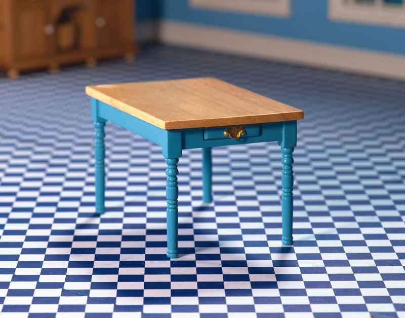 Blauwe keukentafel