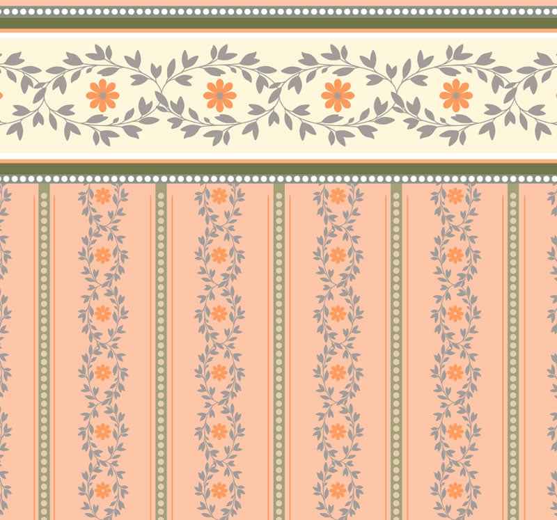 zalm/roze bloemetjes behang