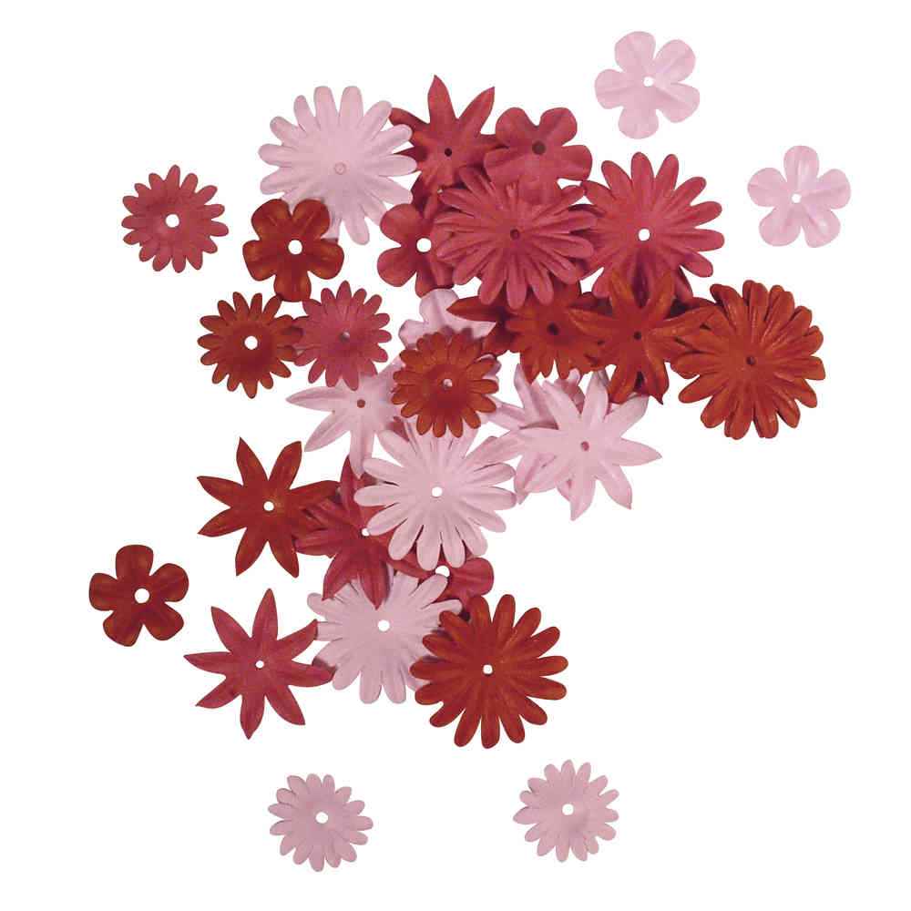 Papieren bloemen rood
