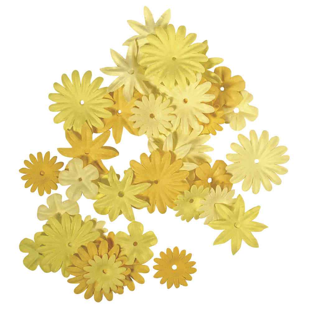 Papieren bloemen geel