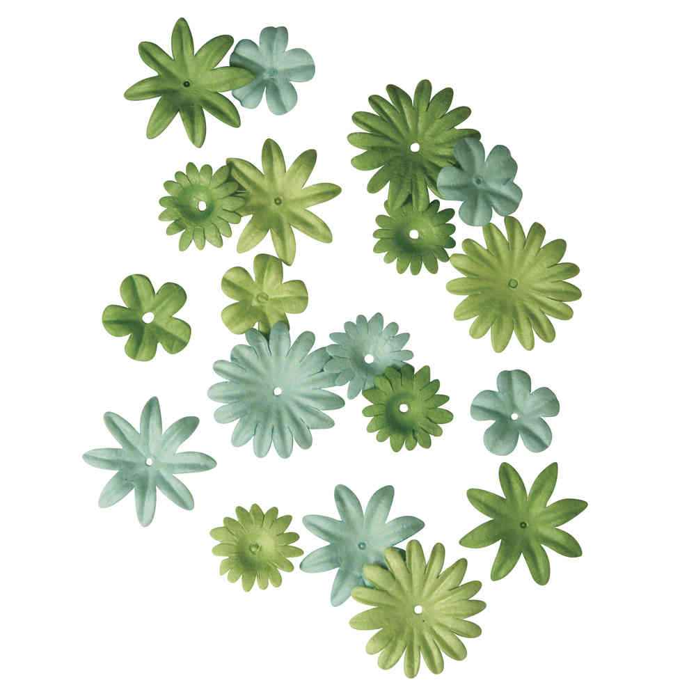 Papieren bloemen groen