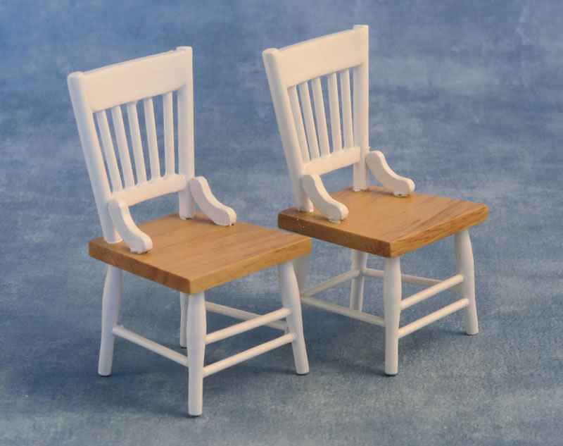 Stoelen, 2 stuks wit/grenen