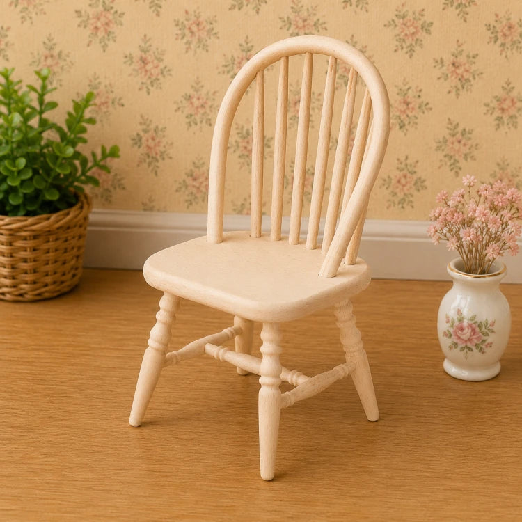 Spijlenstoel, blank hout