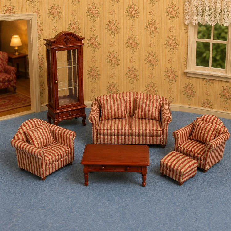 Sofaset, gestreept, 6-delig