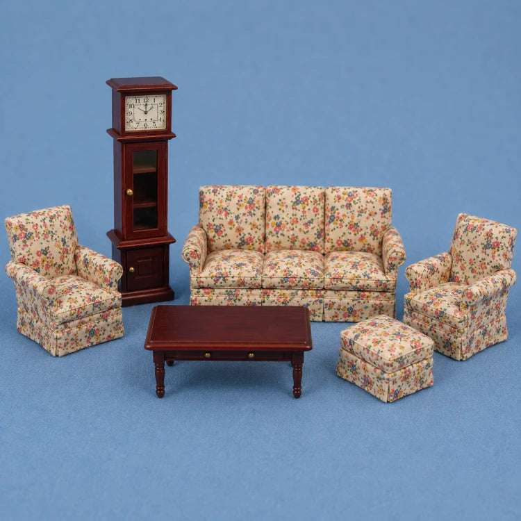 Sofaset, gebloemd, 6-delig
