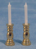 Kandelaar met kaars, 2 stuks