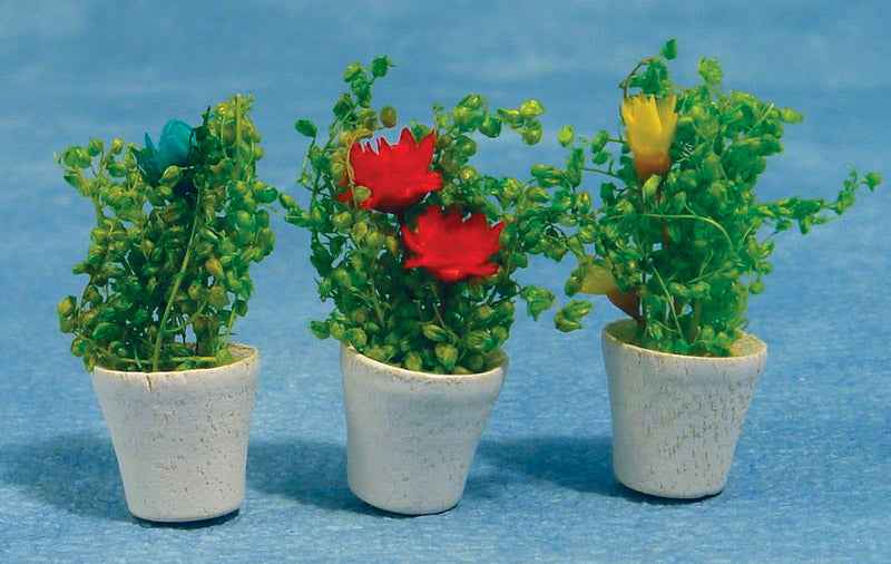 Bloemen in pot, 3 stuks