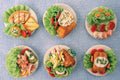 Salades op borden, per 6 stuk