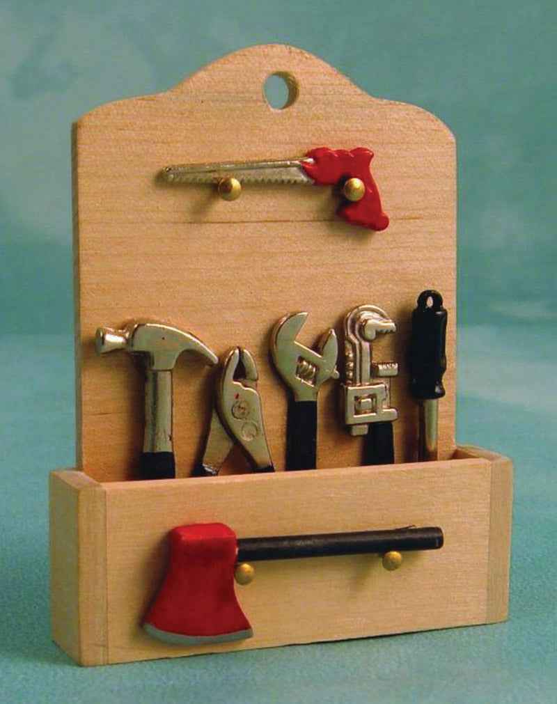 Houten ophangbak met gereedschap