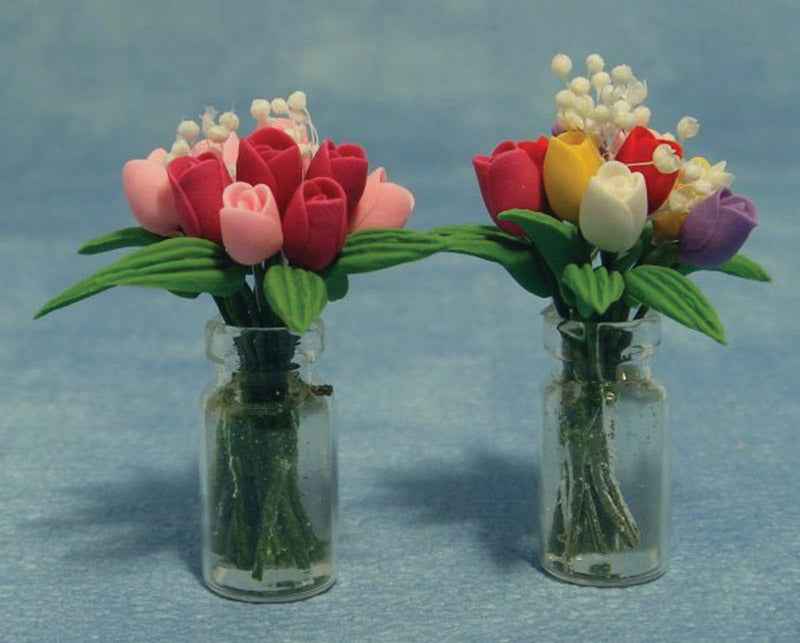 Tulpen in glazen vaas, per stuk