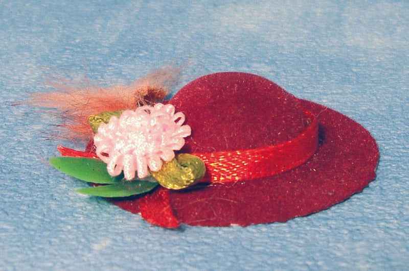 Dameshoed met strik en bloem, rood