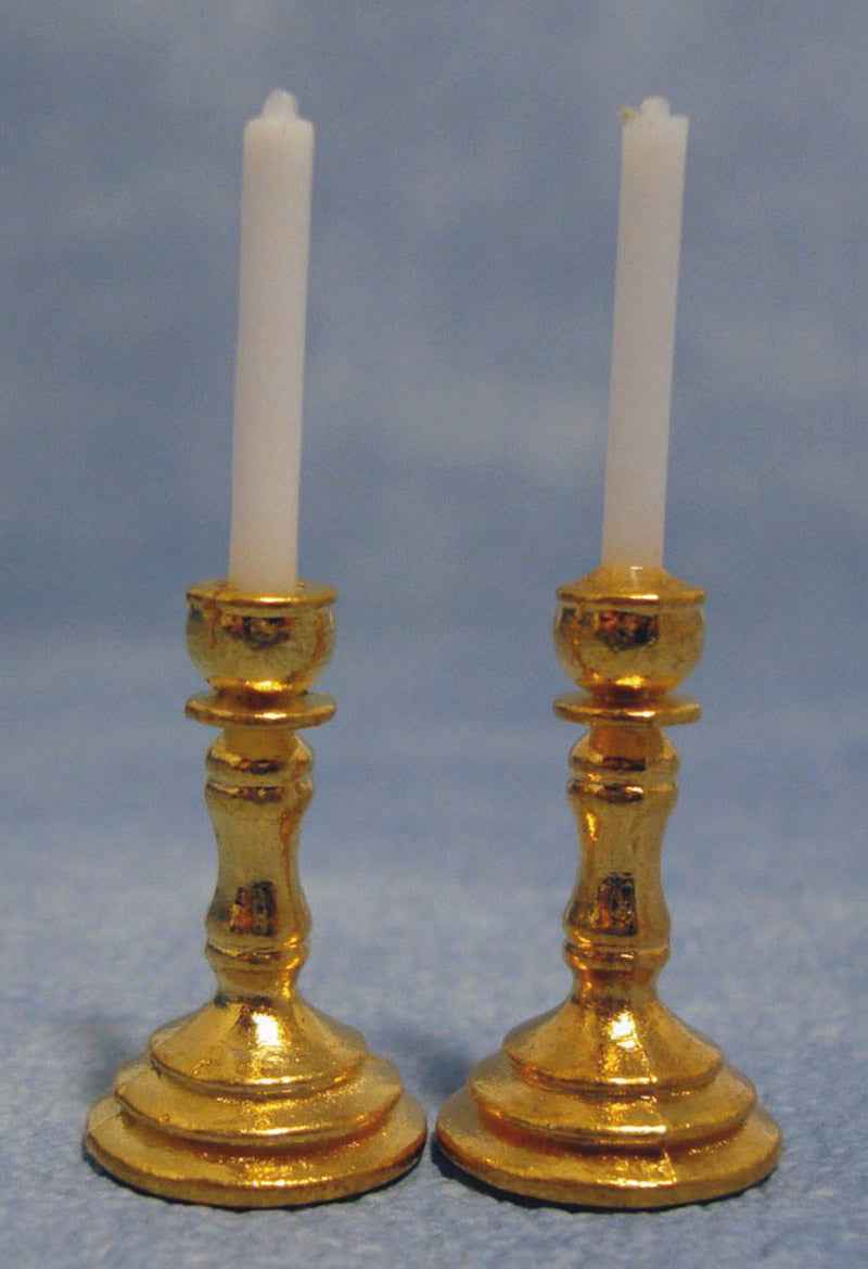 Kandelaar met kaars, 2 stuks