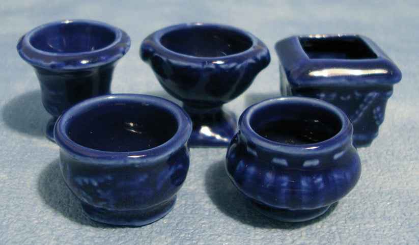 Blauwe potten, 5 stuks
