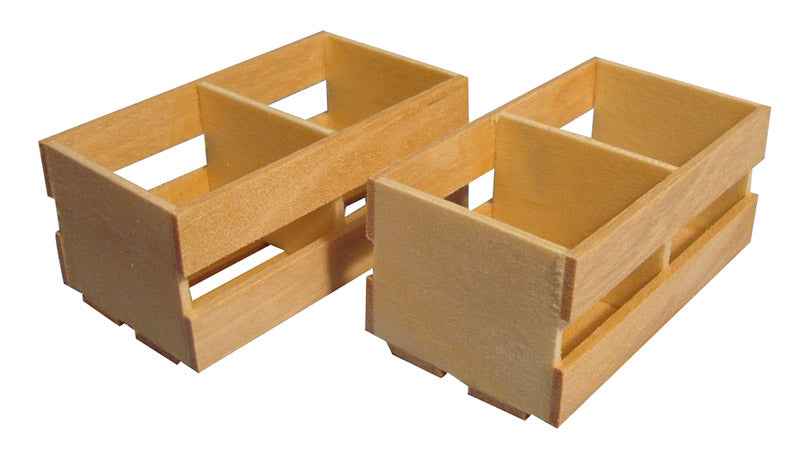 Houten krat met vakindeling, 2 stuks