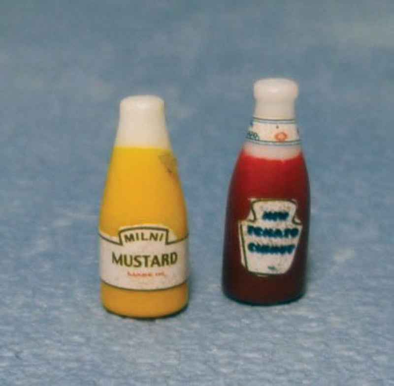 Ketchup en mosterd in fles Mustard
