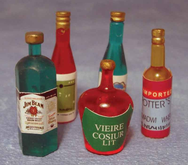 Flessen sterke drank, 5 stuks