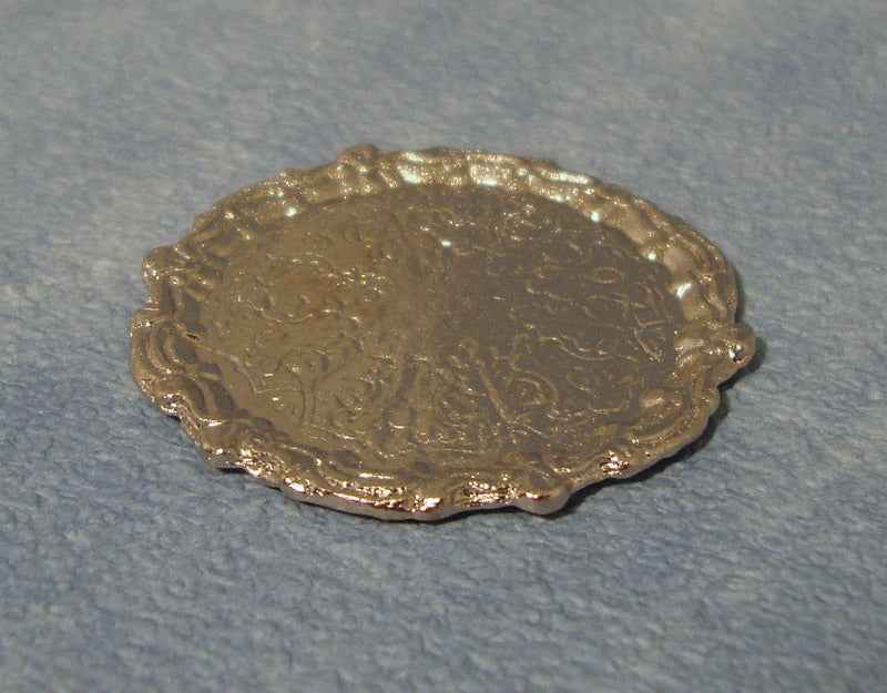 Dienblad, rond, metaal, zilverkleur