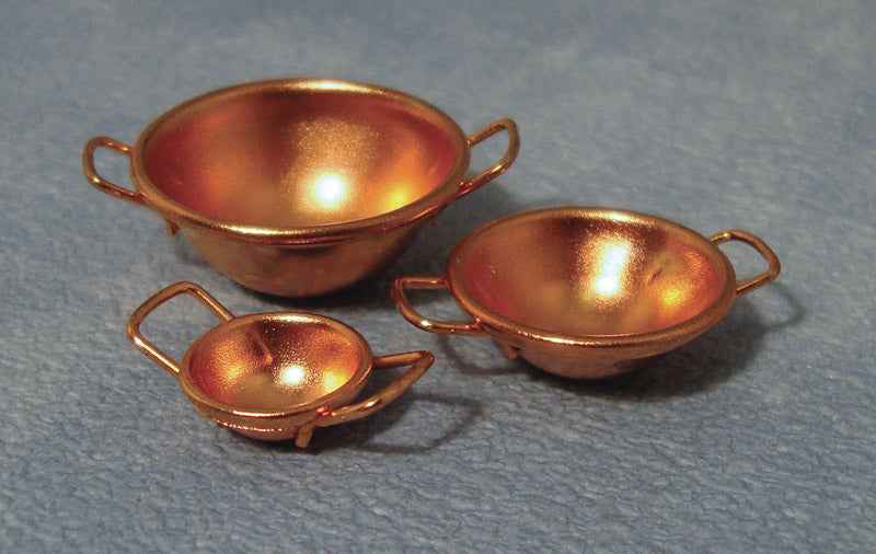 Keukenschalen koper, 3 stuks