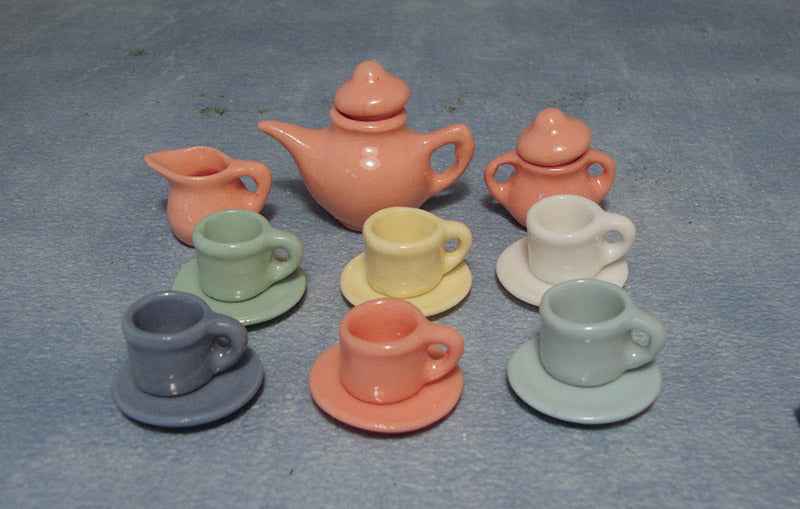 pastel kleuren Art deco thee servies