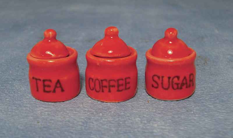 Koffie, thee en suikerset, rood