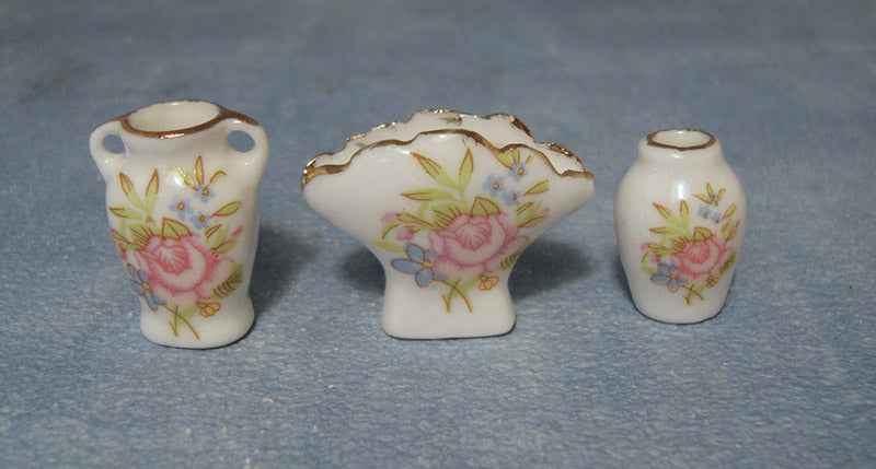 Vazen met bloemenmotief, 3 stuks