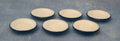 Witte borden blauwe rand, 6 stuks