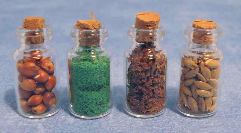 Flesje, glas, gevuld, 4 stuks