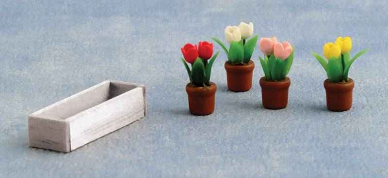 Bak met tulpen